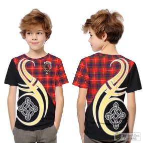 Abernethy Tartan Kid T-Shirt with Family Crest and Celtic Symbol Style