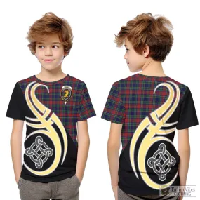 Allison Red Tartan Kid T-Shirt with Family Crest and Celtic Symbol Style