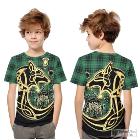 Arthur Ancient Tartan Kid T-Shirt with Family Crest Celtic Wolf Style