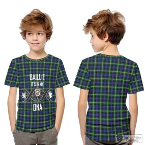 Baillie (Bailey) Tartan Kid T-Shirt with Family Crest DNA In Me Style