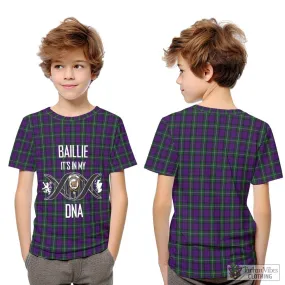 Baillie Highland Society Tartan Kid T-Shirt with Family Crest DNA In Me Style