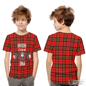 Brodie Modern Tartan Kid T-Shirt with Family Crest DNA In Me Style