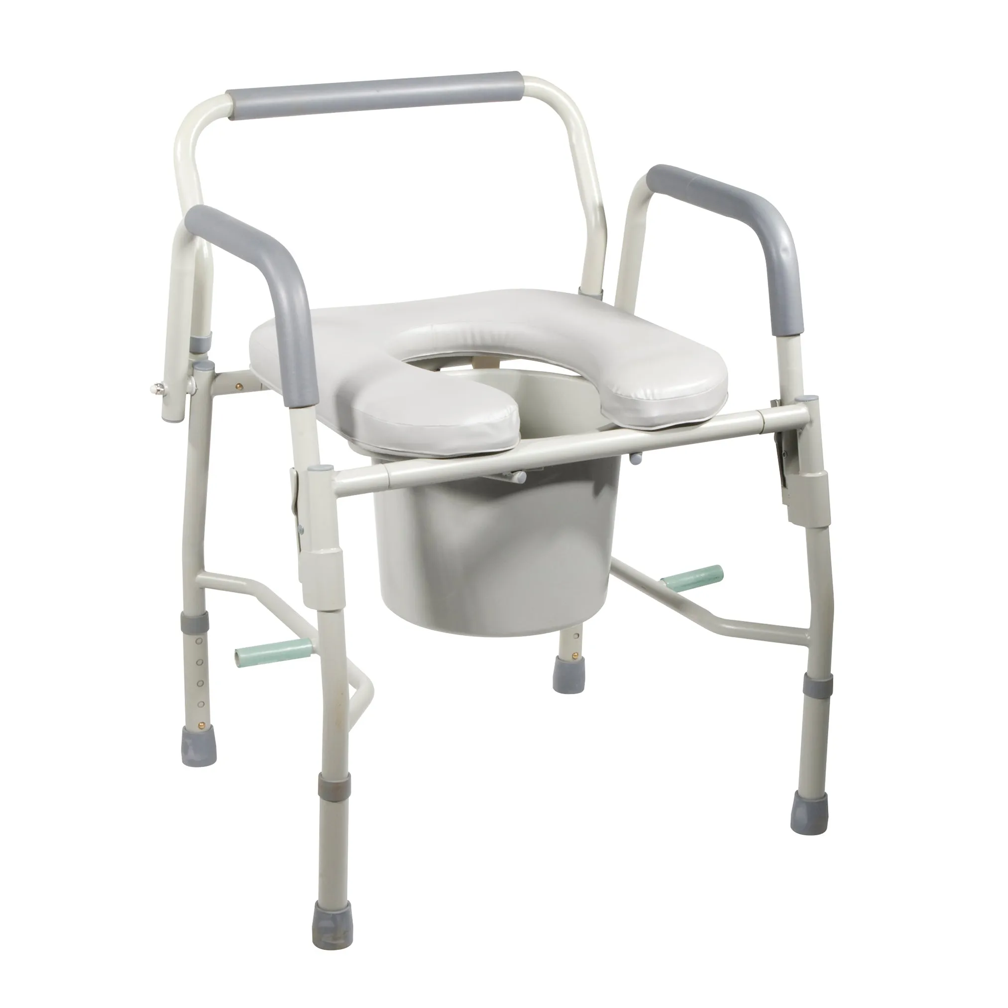 Drive Medical 11125pskd-1 Steel Drop Arm Bedside Commode with Padded Seat and Arms