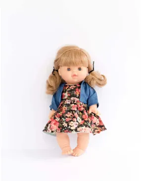 Floral Black Dress and Blue Jacket Gordis Doll Clothing