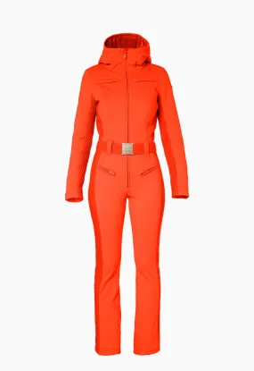 Goldbergh Angele One Piece Ski Suit in Orange with Hood