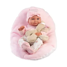 Llorens - Baby Girl Doll with Pink Cushion & Teddy Bear: Nica 40cm