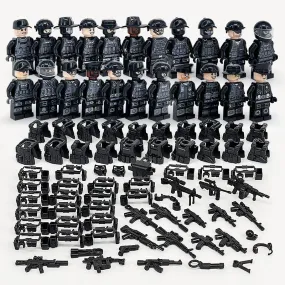 MOC Military Police Building Block Set Black SWAT Small Particle Assembly Doll Toy Toy Bag