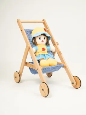 Rocking Potato Wooden Doll Stroller- Blue