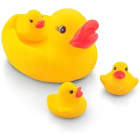 Storio Super Cute Duck Family Animals Swimming Water Toys Non-Toxic,BPA Free Colorful Soft Rubber Float Squeeze Sound Squeaky Bathing Toy for Baby Chu Chu Toy Set of 4 (1 Duck   3 Ducklings)