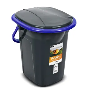 Toilet Bucket Portable Camping Toilet WC Bucket 19L Capacity with Handle and Seat, Black & Navy Blue