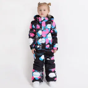 Youth Waterproof Colorful Winter Cuty Ski Suit One Piece Snowsuits